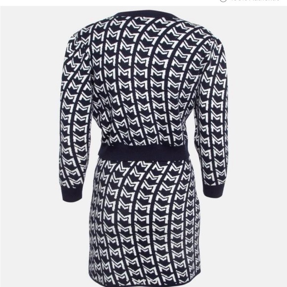 Navy and White Patterned Button-Up Dress - Picture 3 of 3